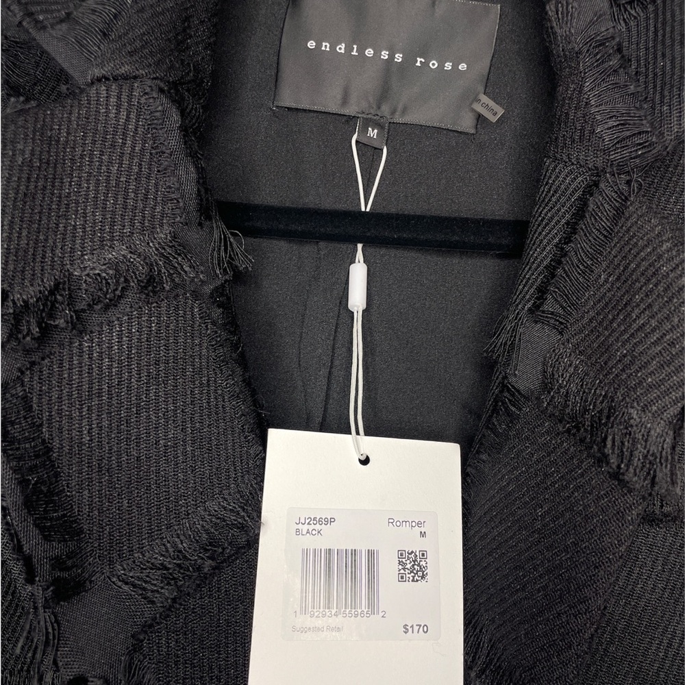NWT Textured Blazer Romper Black Medium V-neck Collar - Picture 6 of 6